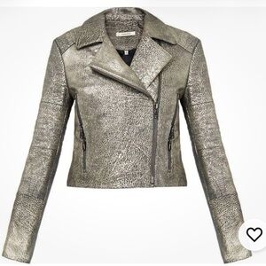J Brand Ladies Aiah Metallic Leather Moto Jacket-S